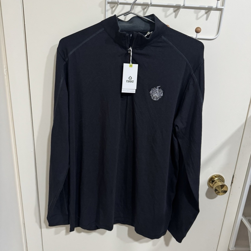 Tasc Performance Bamco Long Sleeve 1/4 Zip TRUMP Golf Logo Black Mens Large NWT
